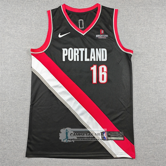 Camiseta Portland Trail Blazers Hansen Yang NO 16 Icon 2025-26 Negro